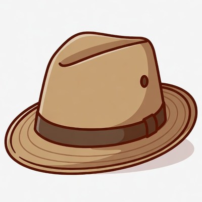 Beige Fedora Hat Illustration
