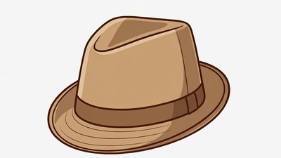 Beige fedora hat illustration