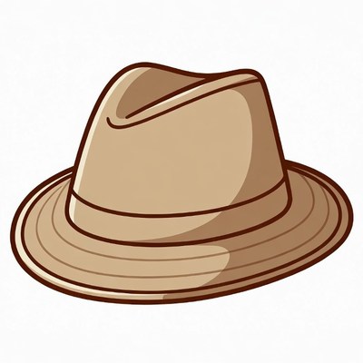 Brown fedora hat illustration