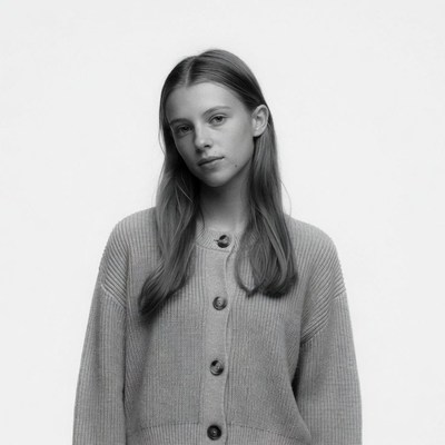 Young woman in knit cardigan