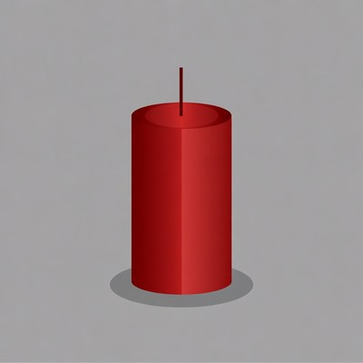 Red Candle on Gray Background