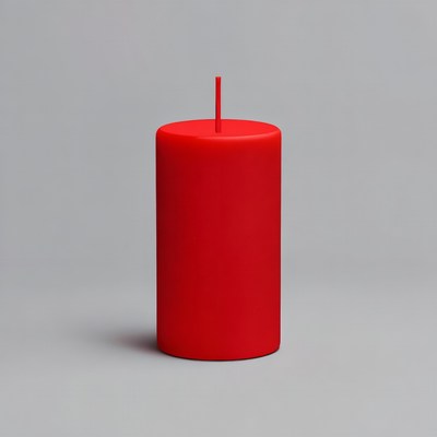 Red pillar candle with wick