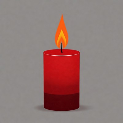 Red Candle with Flame