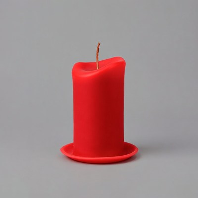 Red Candle on Saucer