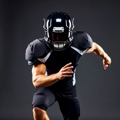 Football player in ready stance