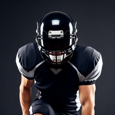Football player in black helmet