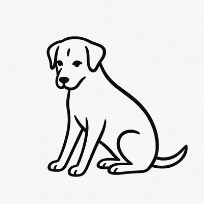 Sitting Puppy Line Art