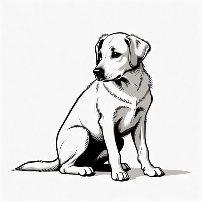 Sitting Labrador Retriever Illustration