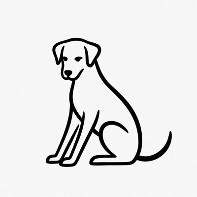 Black outline sitting dog