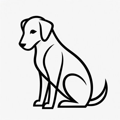 Sitting Labrador Outline Illustration