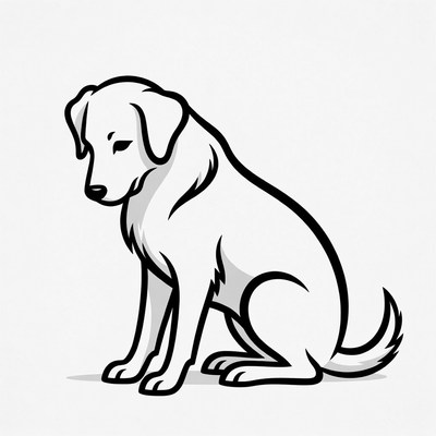 Sitting Labrador Outline Illustration