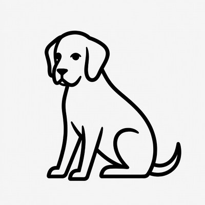 Labrador sitting outline illustration
