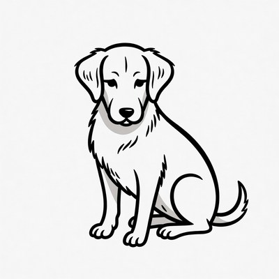 Sitting Labrador Retriever Line Art
