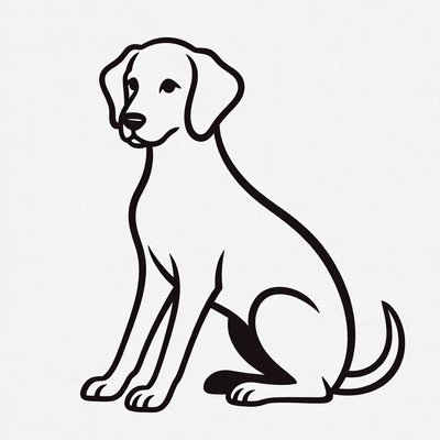 Black Labrador Sitting Illustration