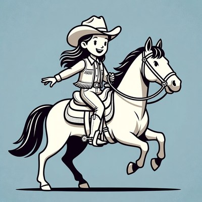 Girl Riding Horse Illustration