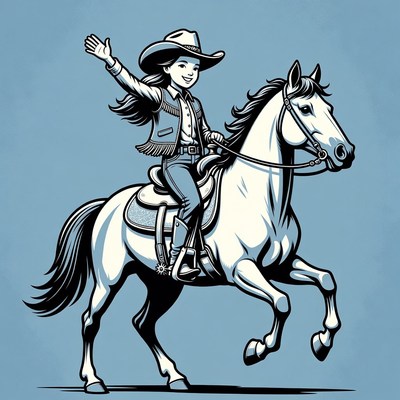 Girl Riding Horse Illustration