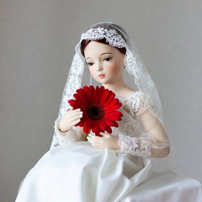 Bride Doll Holding Red Gerbera