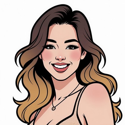 Smiling Asian woman with balayage hair