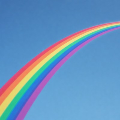 Vibrant Rainbow in Blue Sky