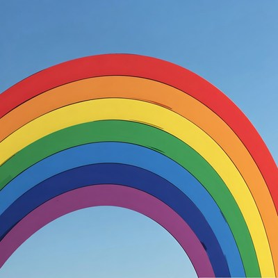 Colorful Rainbow Against Blue Sky