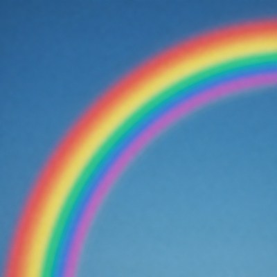 Vibrant Rainbow in Blue Sky