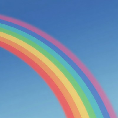 Vibrant Rainbow in Blue Sky