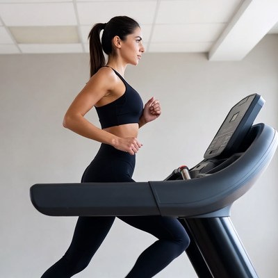Woman running on treadmill