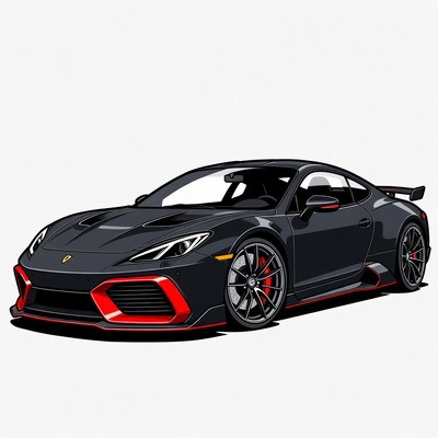 Black Lamborghini Huracan STO Illustration