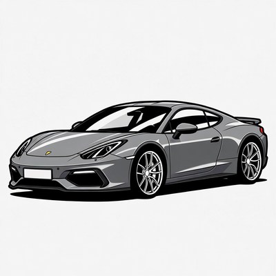 Gray Porsche Sports Car Illustration