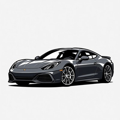Gray Porsche Sports Car Illustration