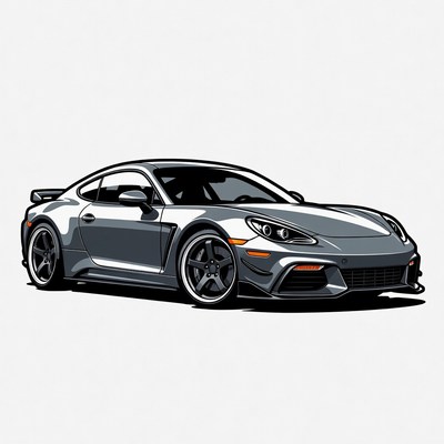 Gray Porsche 718 Cayman GT4 RS Illustration
