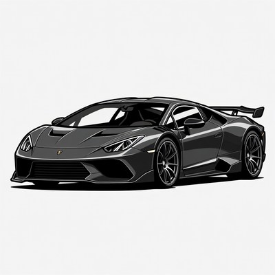 Black Lamborghini Aventador SVJ Illustration