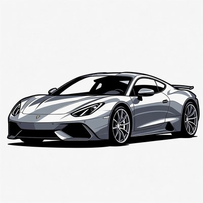 Silver Lamborghini Aventador Illustration