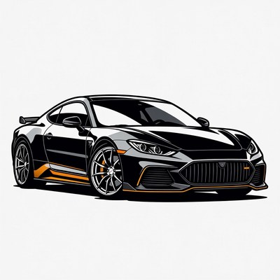 Black Sports Car with Orange Accents