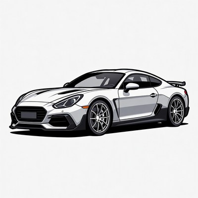 Silver Sports Coupe Car Illustration