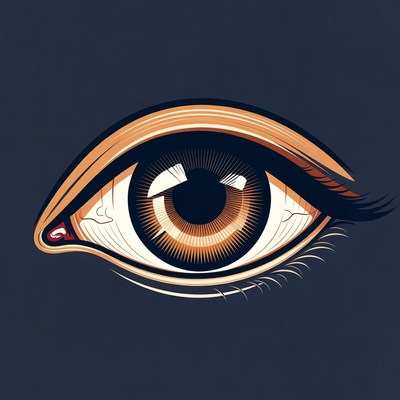 Detailed Orange Human Eye Illustration