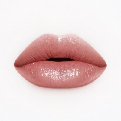 Shiny Nude Lips Closeup