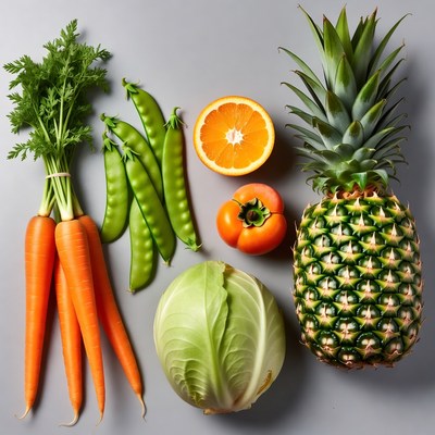 Fresh vegetables and fruits arrangement
