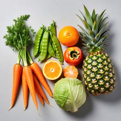 Fresh vegetables and fruits arrangement