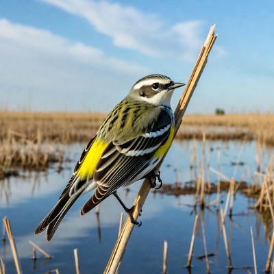 Yellow-rumped Warbler on perch