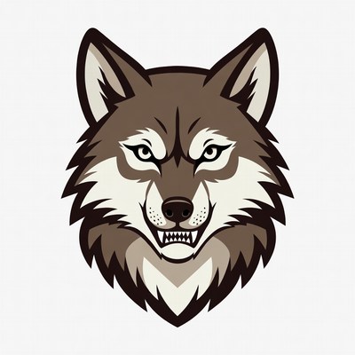 Growling Wolf Head Illustration