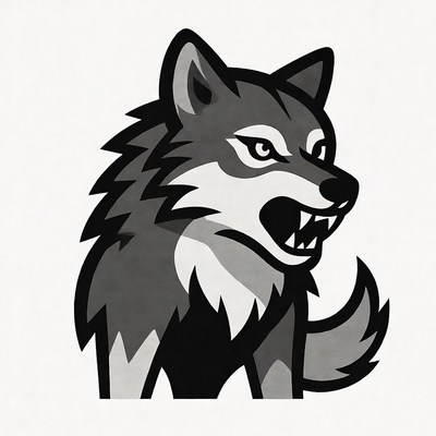 Growling Gray Wolf Illustration