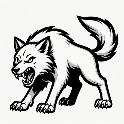 Roaring snarling wolf illustration