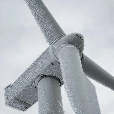 Wind Turbine Covered in Frost