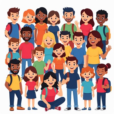 Diverse group of smiling students