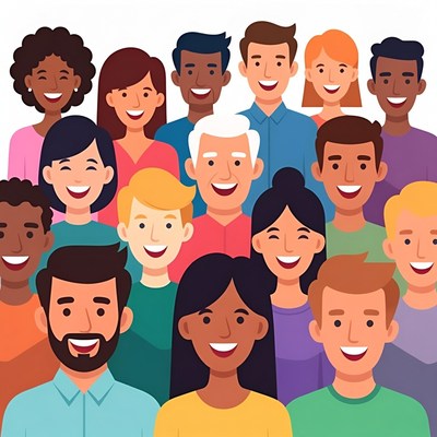 Diverse smiling group illustration