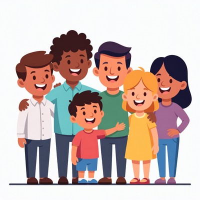 Happy diverse family illustration