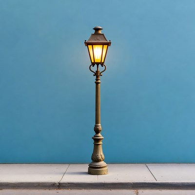 Vintage Street Lamp on Blue Wall