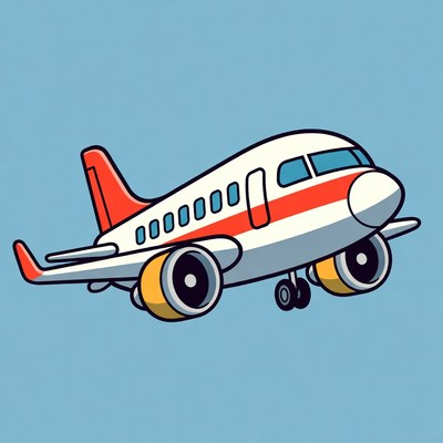 Cartoon Airplane Flying Isolated