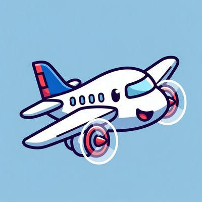 Cute cartoon airplane flying